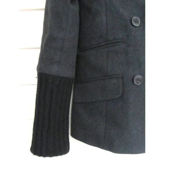 THEORY "Tegian" Wool Double Breasted Chunky Knit Collar Pea Coat 00/0 - Picture 5 of 6